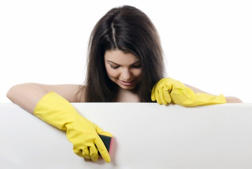 Trained carpet cleaner inspecting a room before cleaning begins